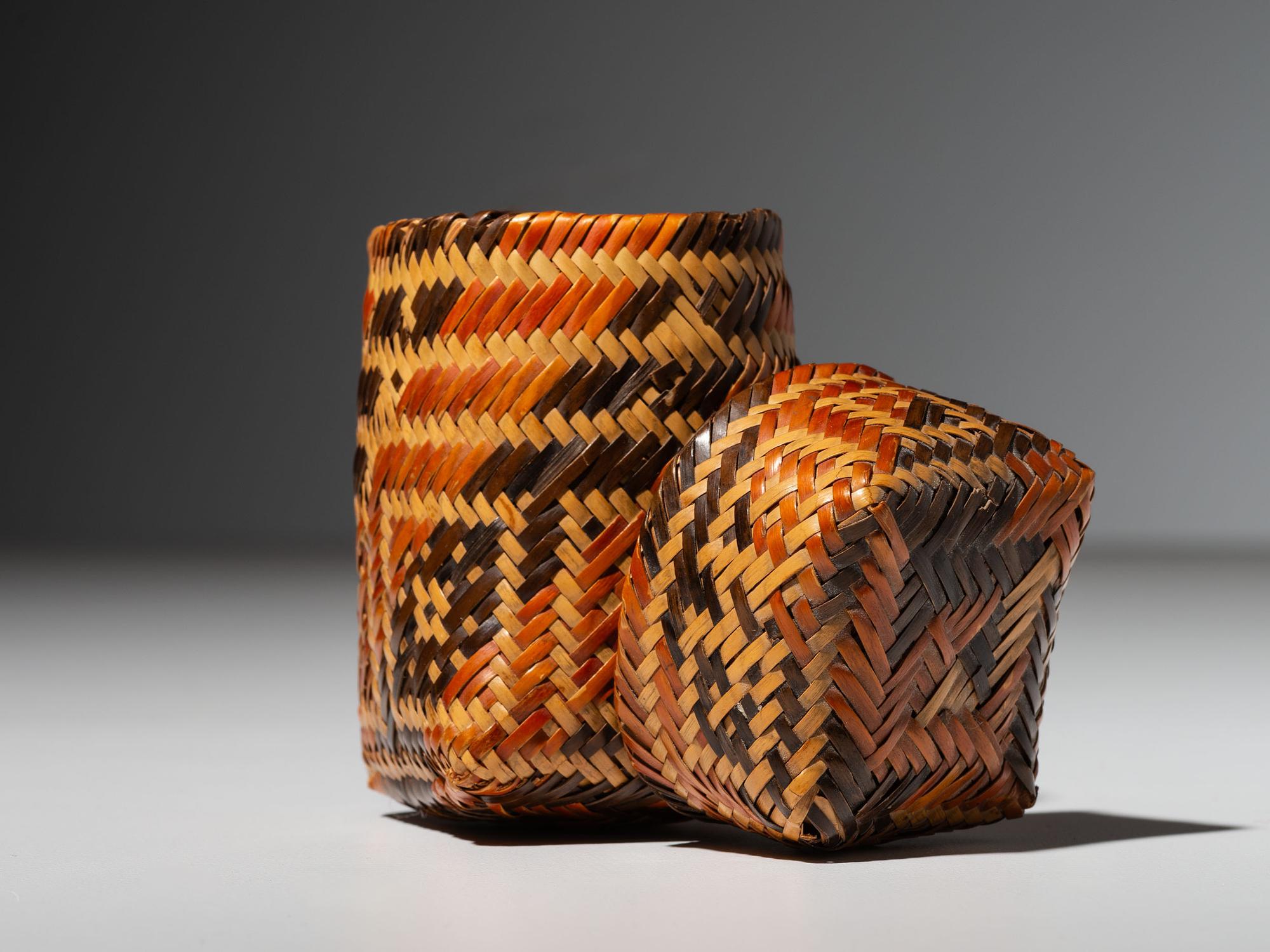 Miniature Chitimacha Double-Walled Lidded Basket