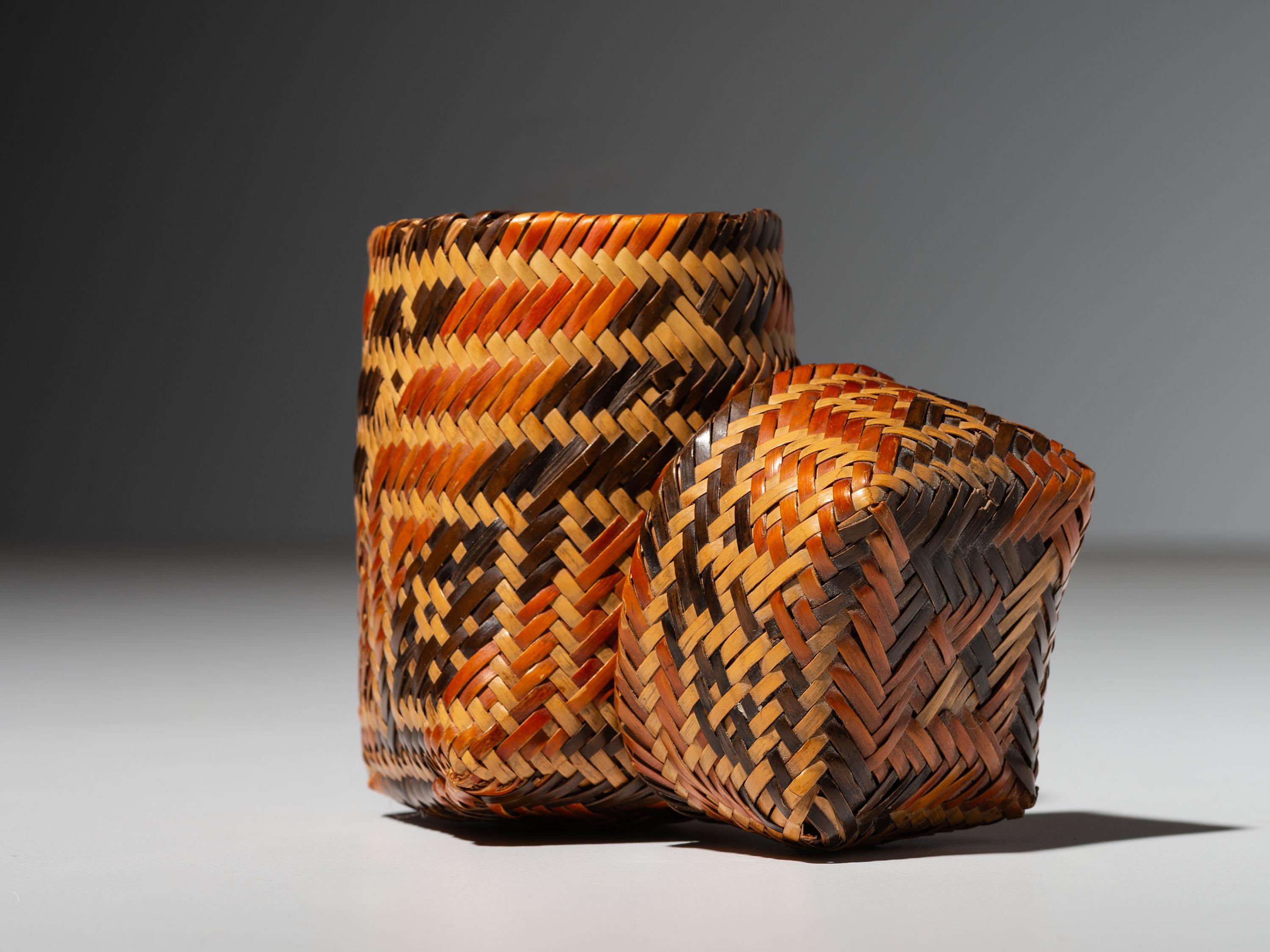 Miniature Chitimacha Double-Walled Lidded Basket