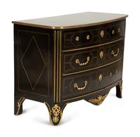 A Regence Style Ebonized and Brass Inlaid Three-Drawer Commode — 20th Century