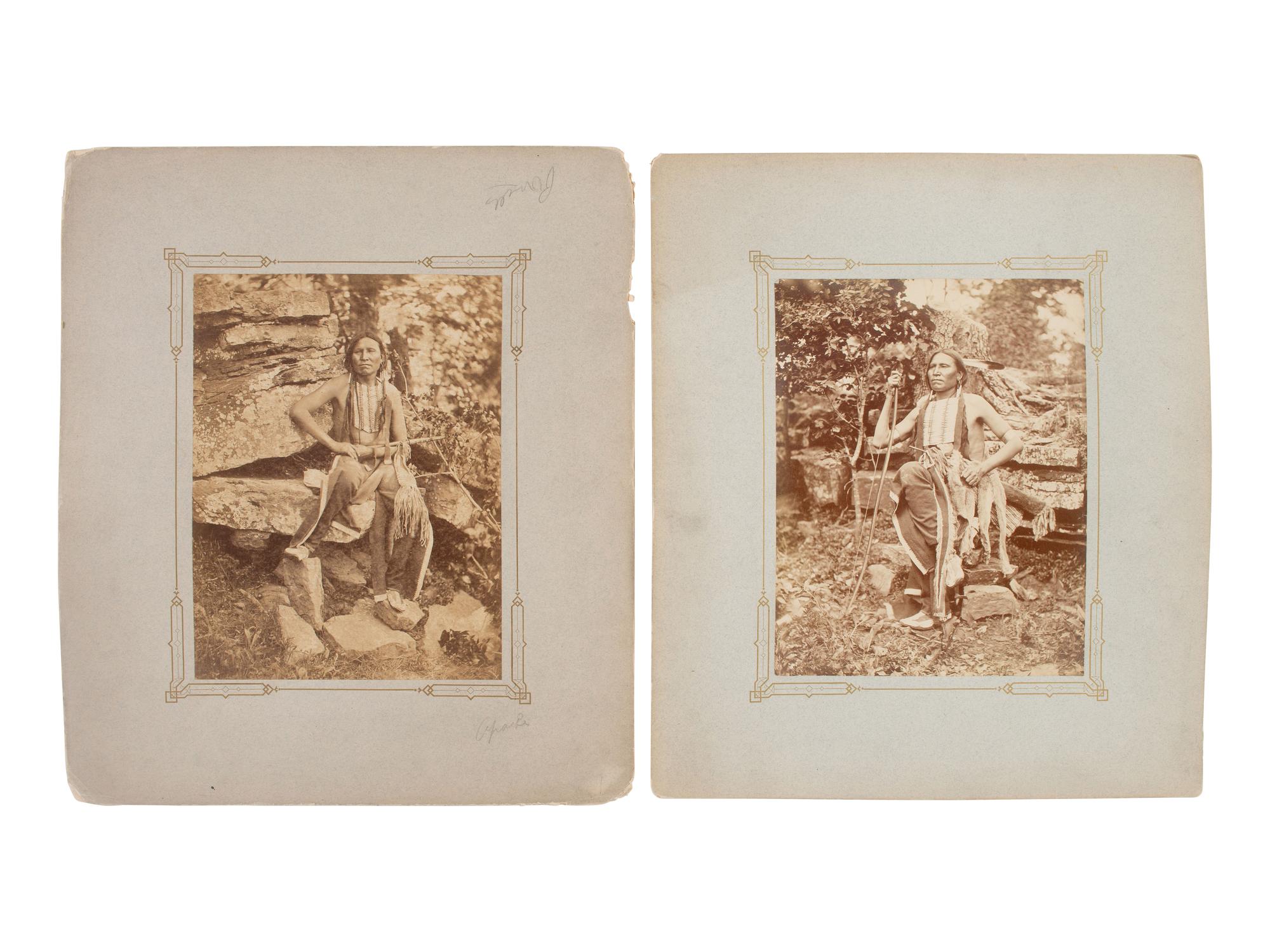 HILLERS, John K. (1843-1925), photographer. John K. Two photographs of Cheyenne warrior, Little Bear. Okmulgee, Indian Territory, 1875.