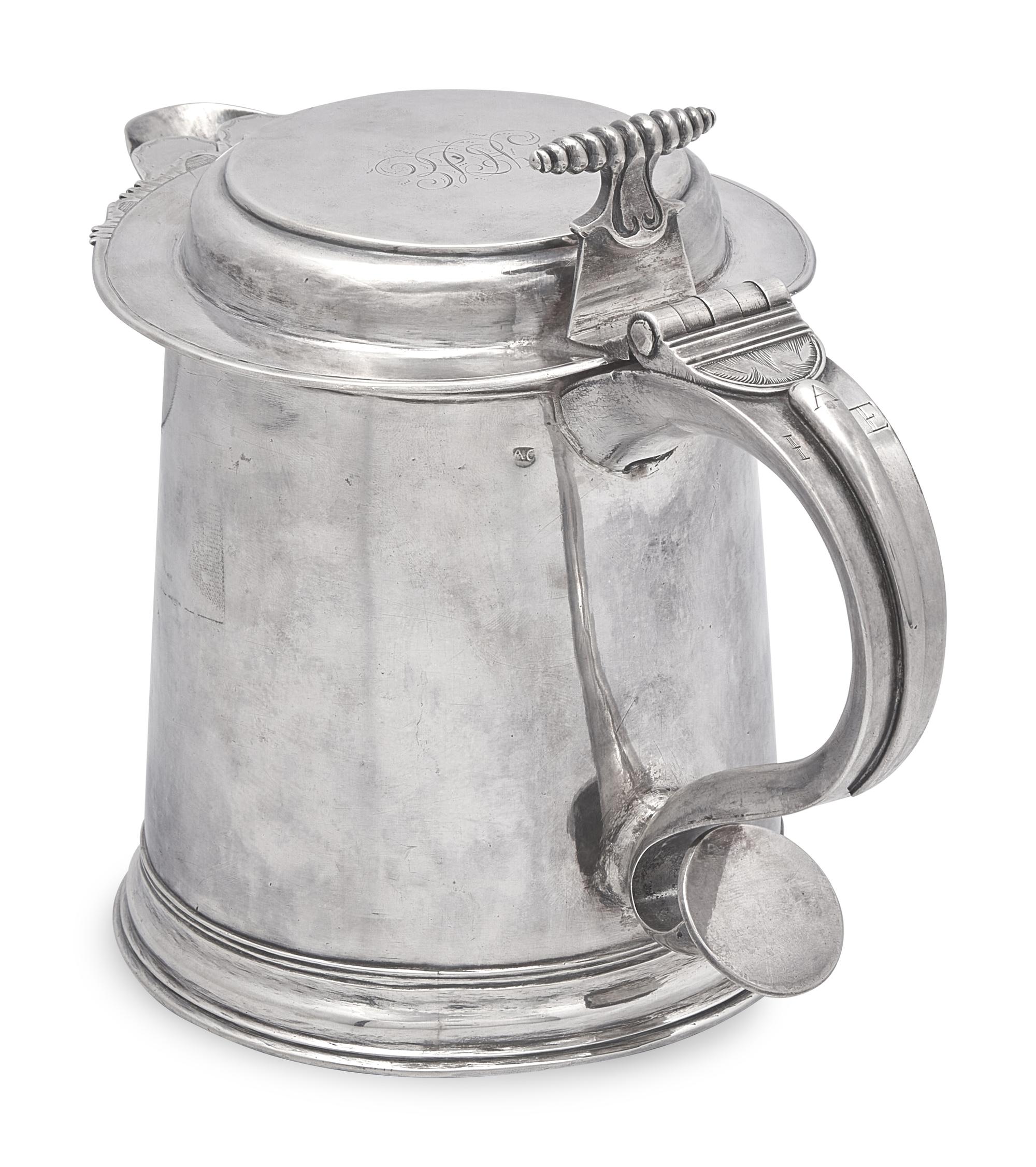 A Silver Tankard, Abraham Cuyler (1713-1749), Active 1735-1749, Albany, NY, Circa 1740