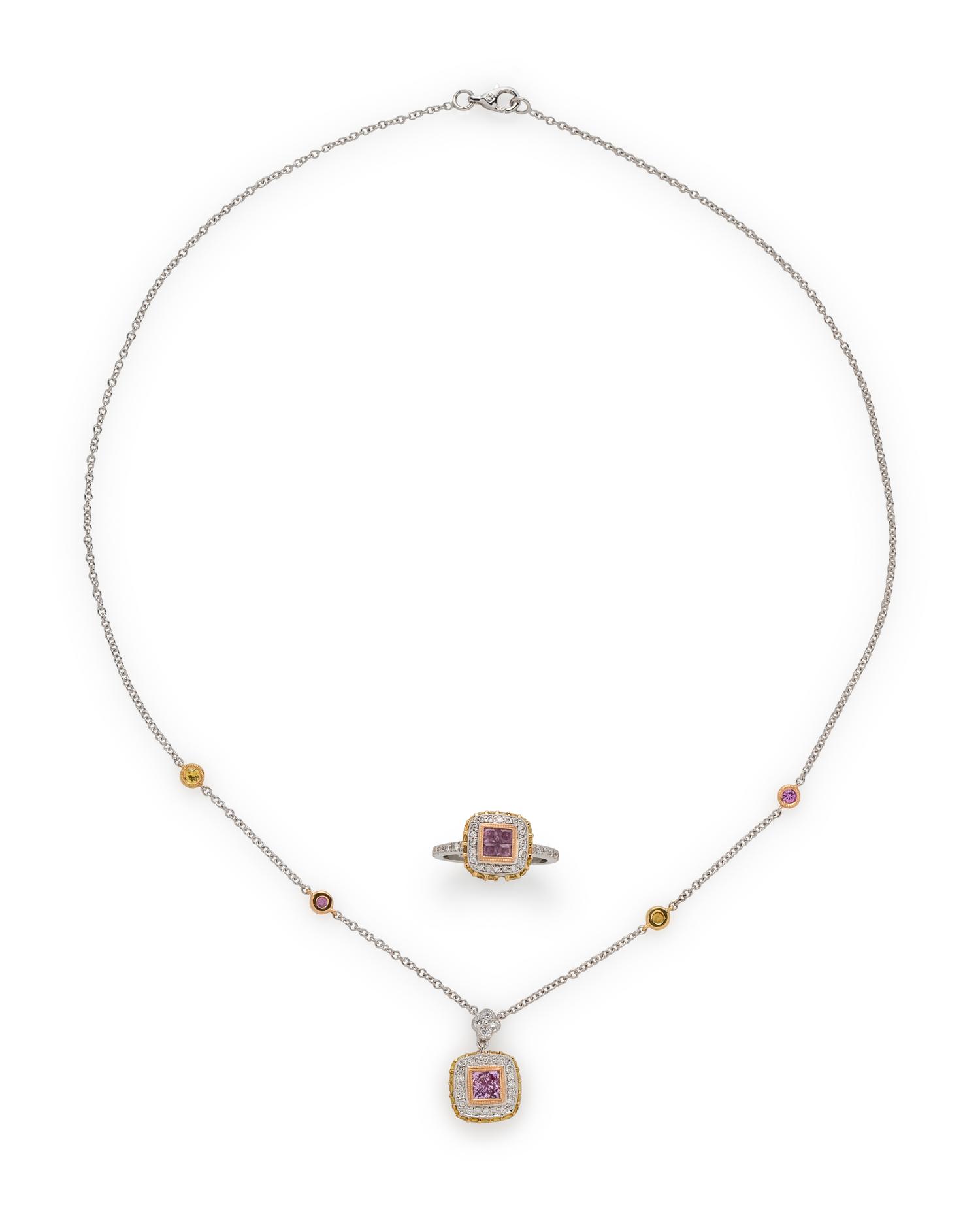 SYNTHETIC SAPPHIRE AND DIAMOND SET