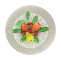 A Saint Louis Fruit Over Latticino Basket Glass Paperweight