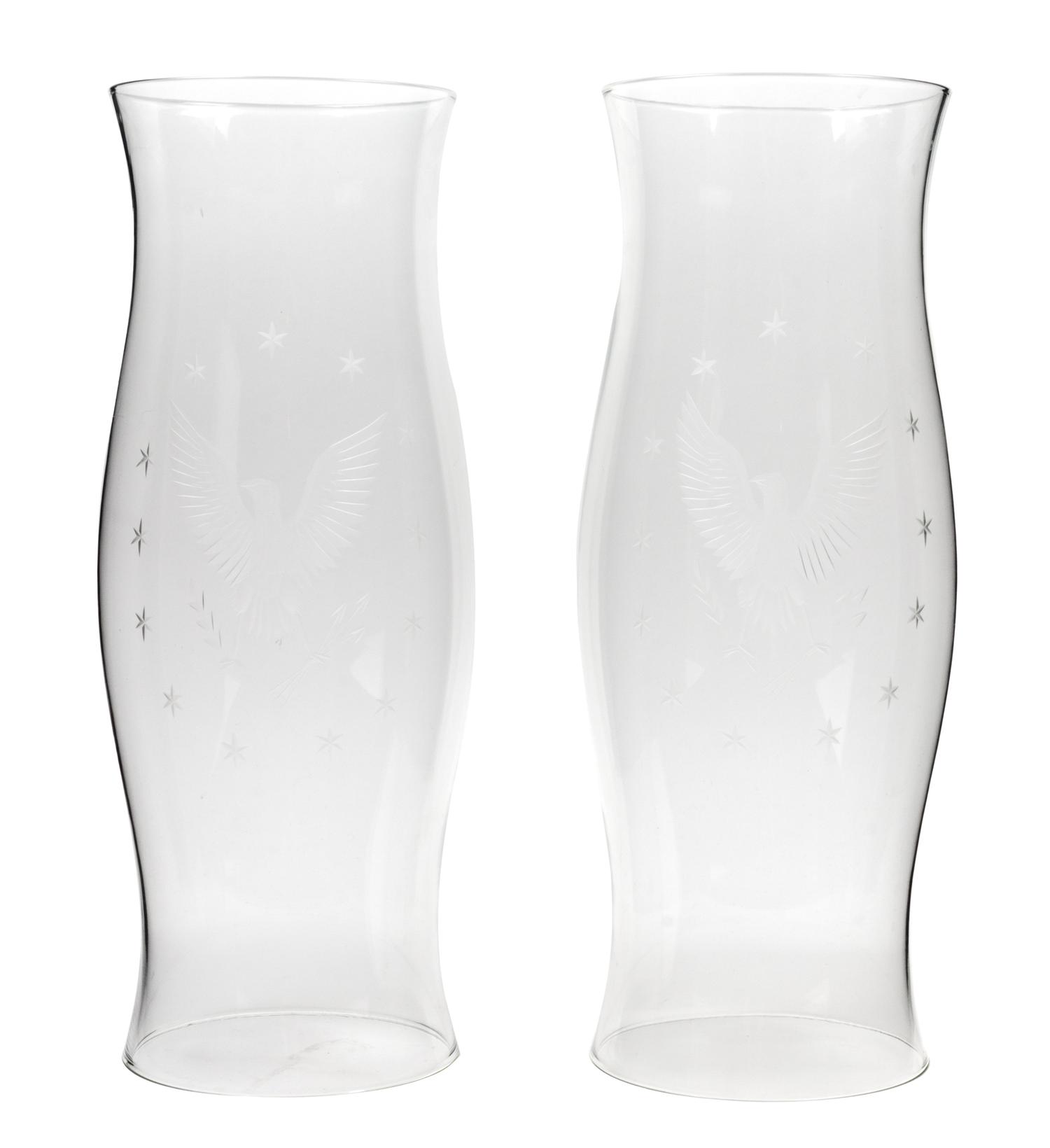 A Pair of American Cut Glass Hurricane Shades Height 15 inches.