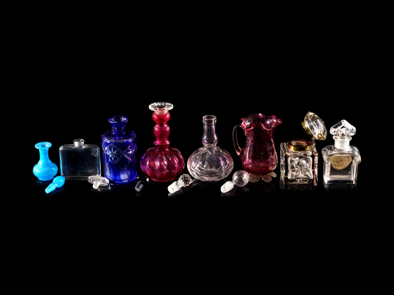 A Group of Glass Scent Bottles