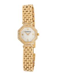 TOURNEAU, YELLOW GOLD, MOTHER-OF-PEARL, AND DIAMOND WATCH
