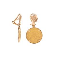 YELLOW GOLD AND COIN EARCLIPS