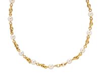 ELIZABETH LOCKE, CULTURED PEARL AND YELLOW GOLD STATION NECKLACE