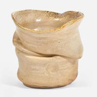 Martin Brothers (English, active 1873-1914) Crumpled Vase with Inscription, Martin Brothers, UK, 1884