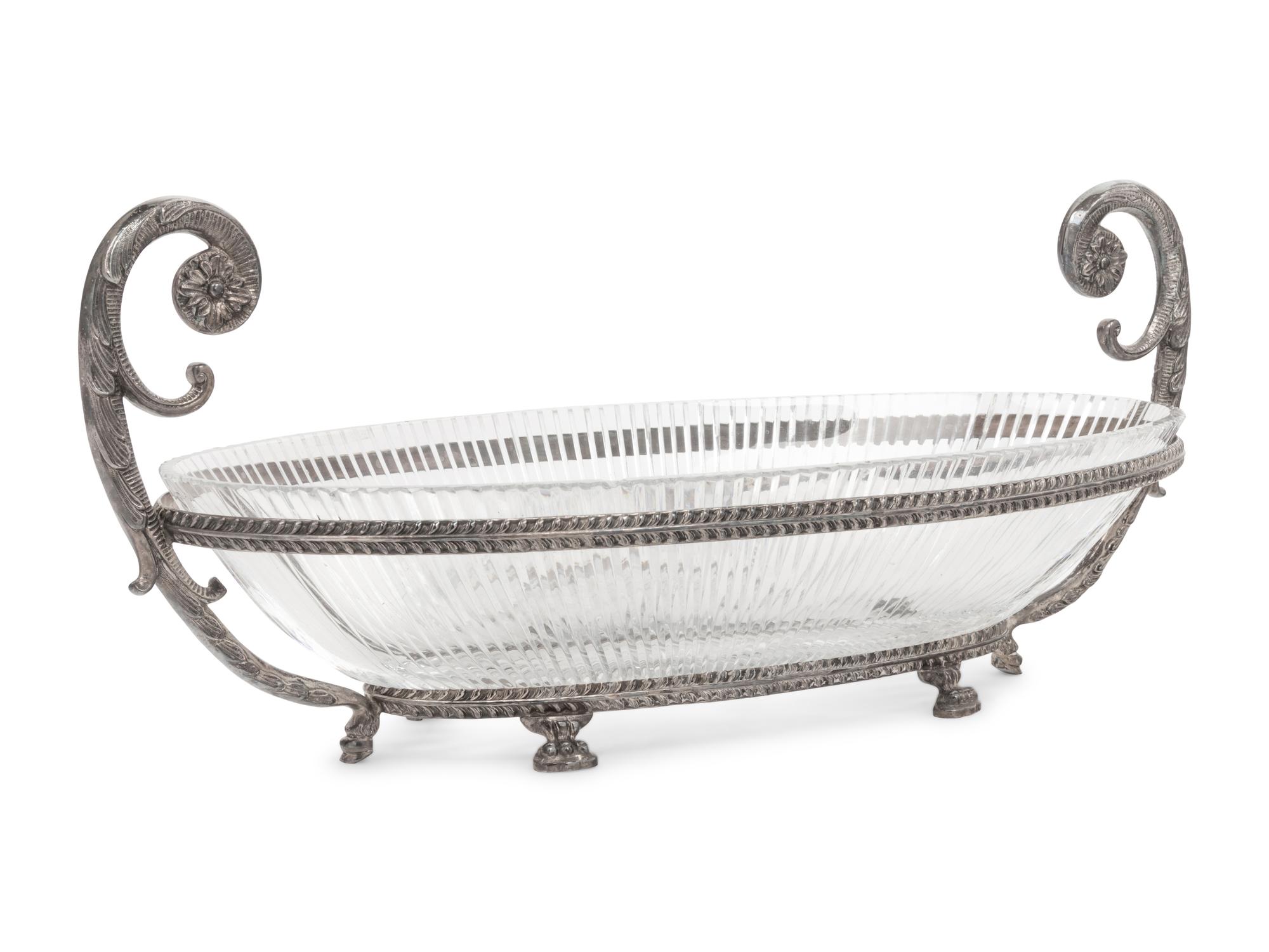 A Silver-Plate and Cut Glass Centerpiece Bowl