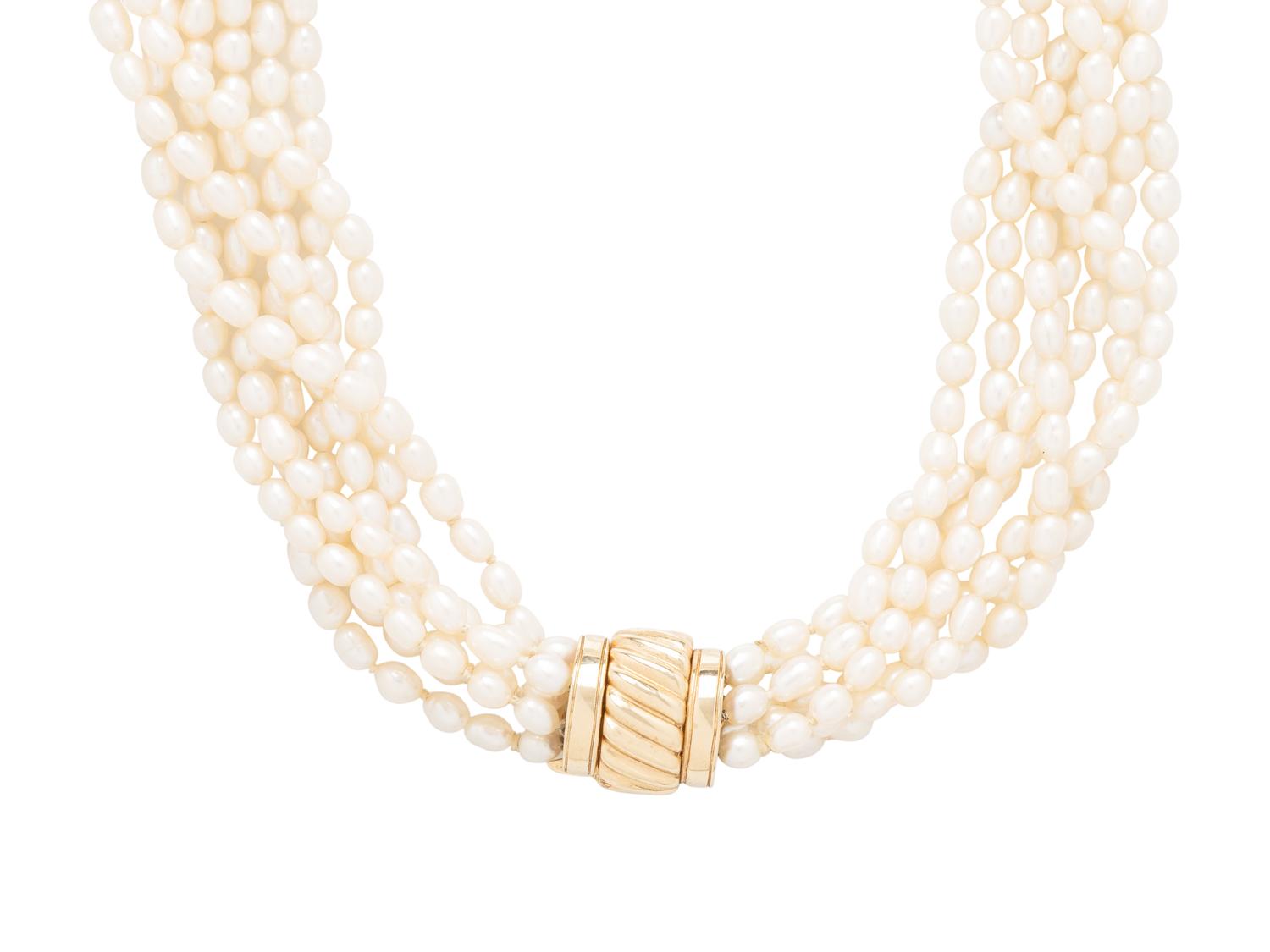YELLOW GOLD AND FRESHWATER CULTURED PEARL NECKLACE