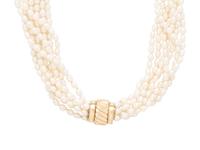 YELLOW GOLD AND FRESHWATER CULTURED PEARL NECKLACE