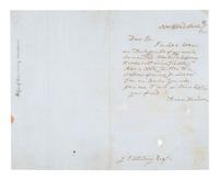 HARRISON, Anna (1775-1864). Autograph letter signed ("Anna Harrison"), to J.L. Whitney. Northbend [Ohio], 7 March [1851?].
