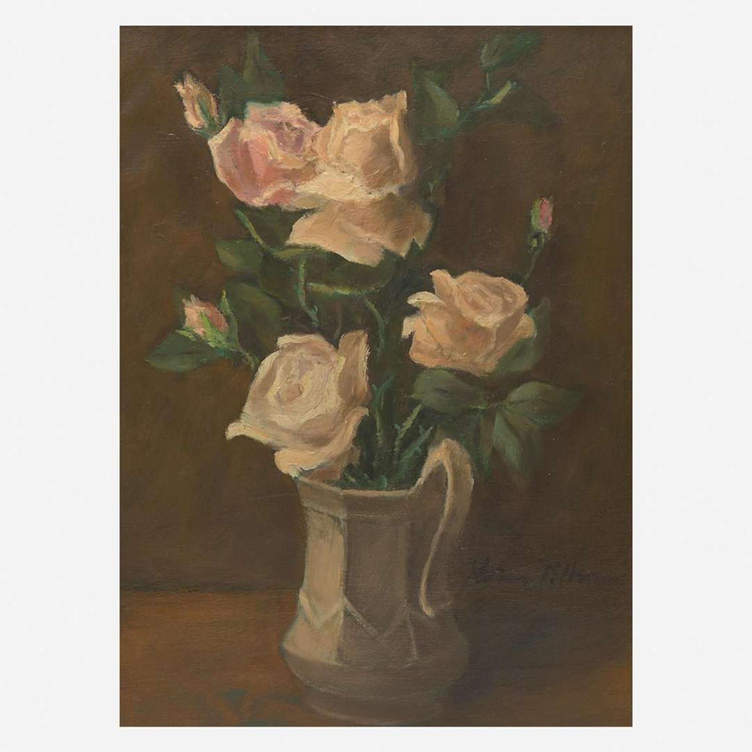 Hobson Pittman (American, 1900-1972) Roses in an Ironstone Pitcher
