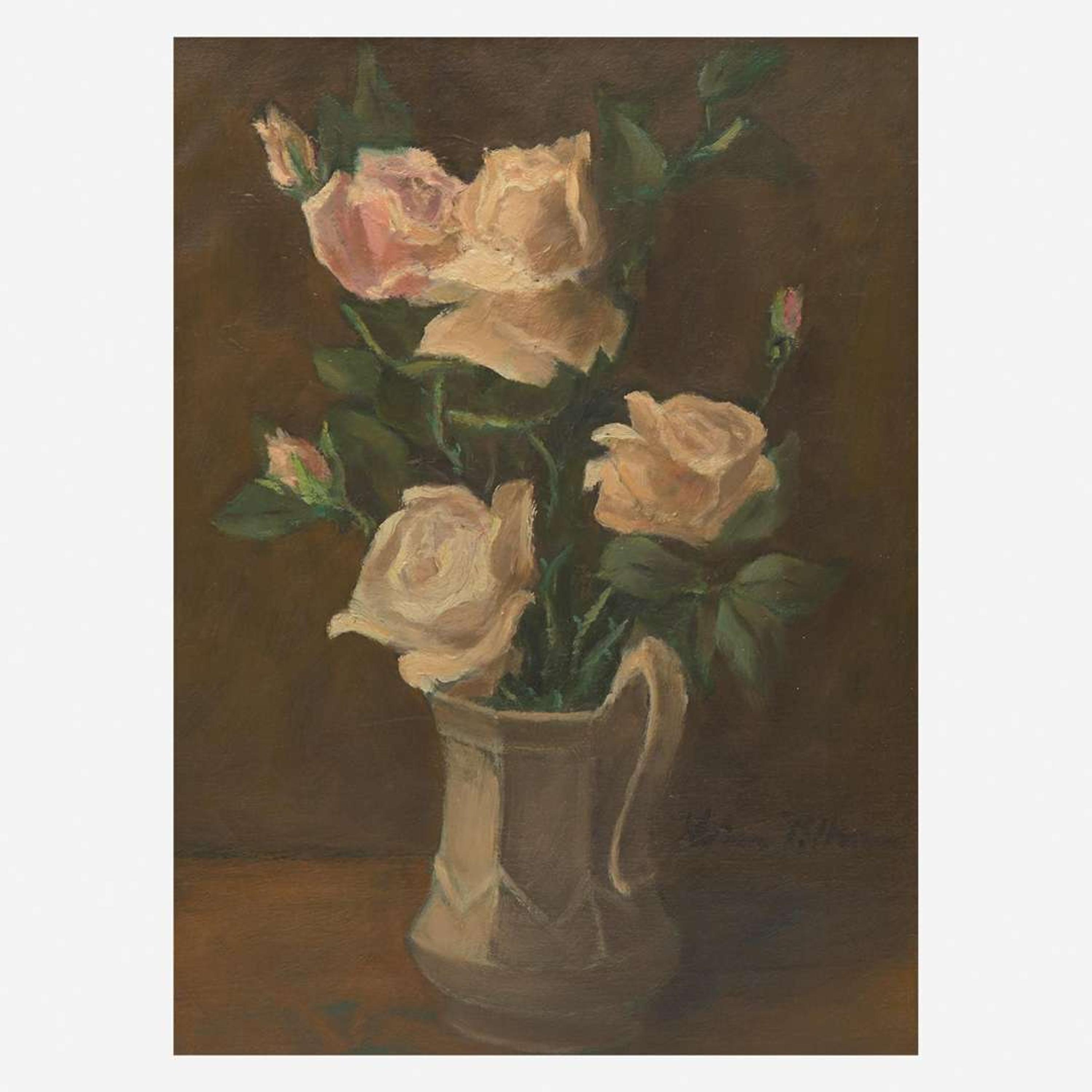 Hobson Pittman (American, 1900-1972) Roses in an Ironstone Pitcher