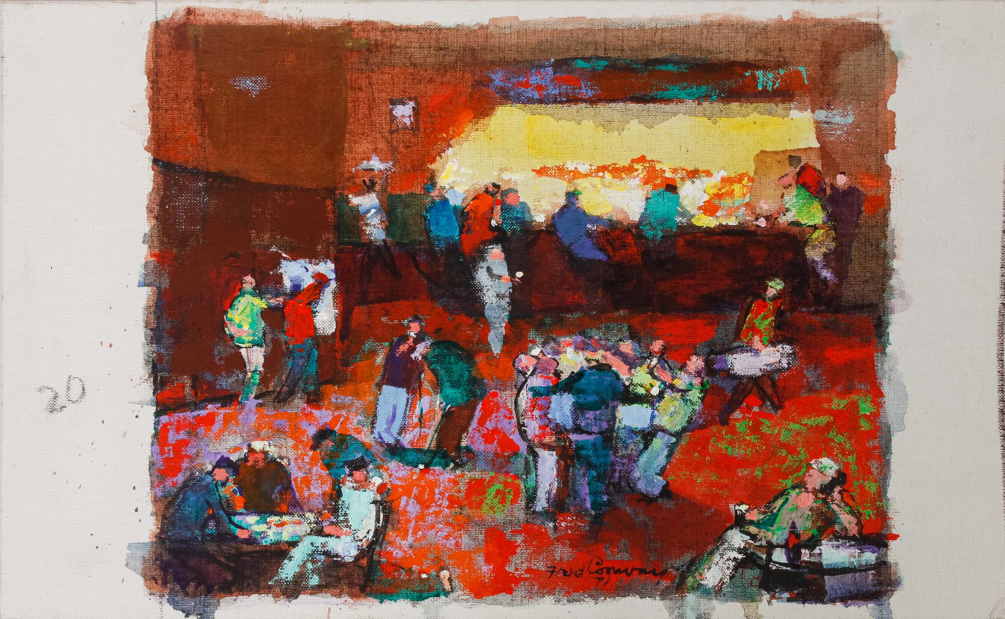Four works: 19th Hole, 1971; Untitled (Golf Scene); Untitled (Golfers Under Tree); and Golfers ABC , 1964