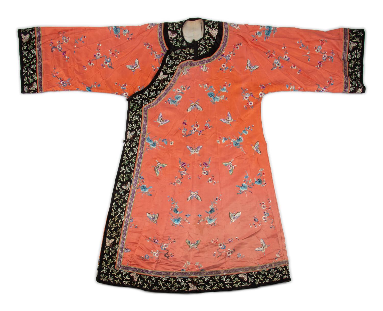 Three Apricot Ground Embroidered Silk Lady's Articles