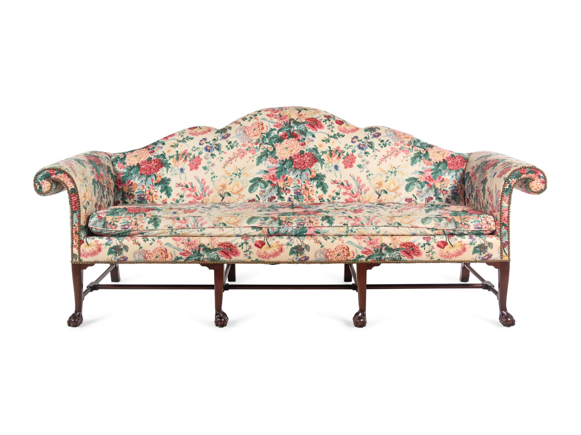 An Irish George III Style Mahogany Camelback Sofa