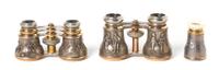 Two Pairs of French Silver and Silvered Opera Glasses, Width of first 4 1/4 inches.