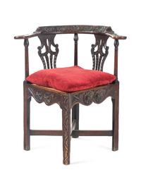 A William and Mary Carved Oak Corner Chair