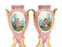 A Pair of Continental Porcelain Tripod Vases
