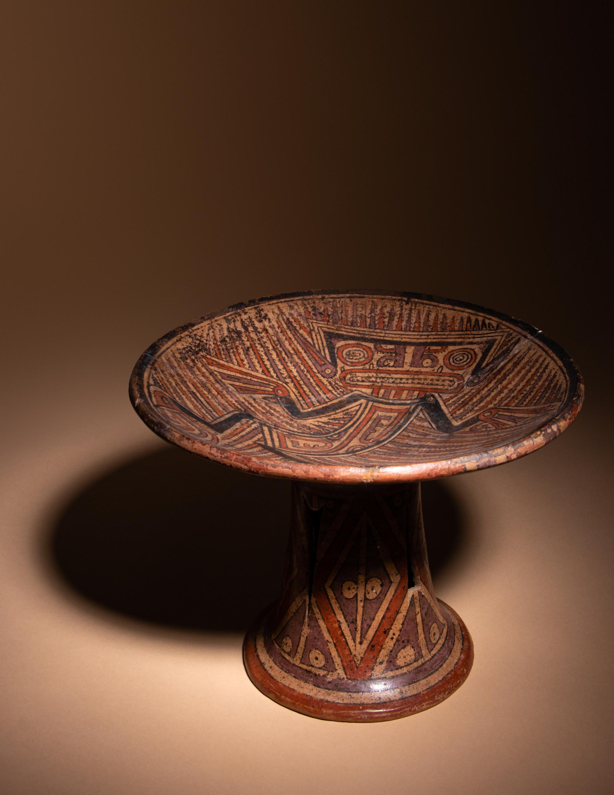 A Costa Rican Polychrome Pedestal Plate ( frutera )