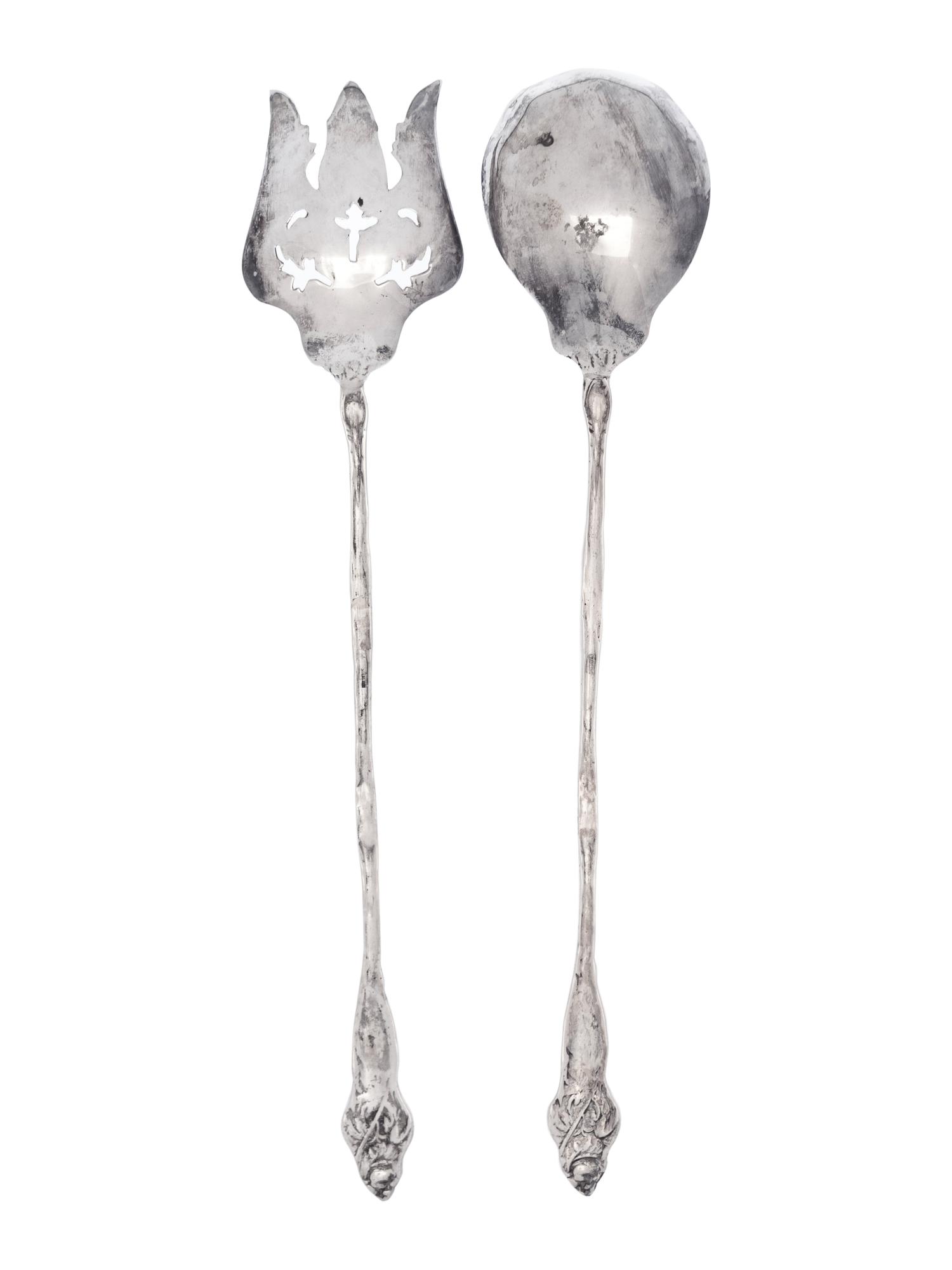 A Set of American Silver Salad Servers