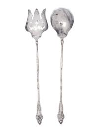 A Set of American Silver Salad Servers
