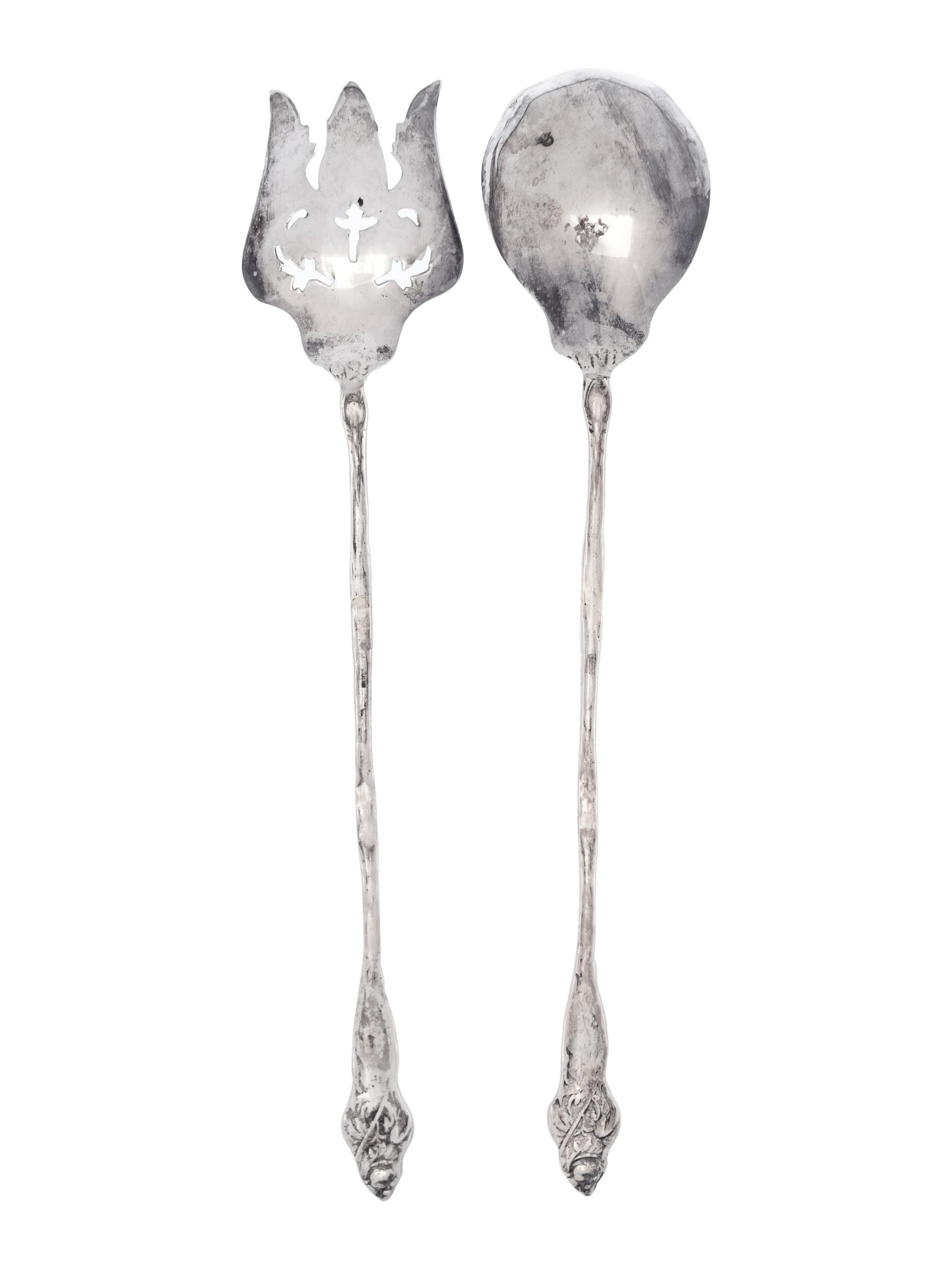 A Set of American Silver Salad Servers