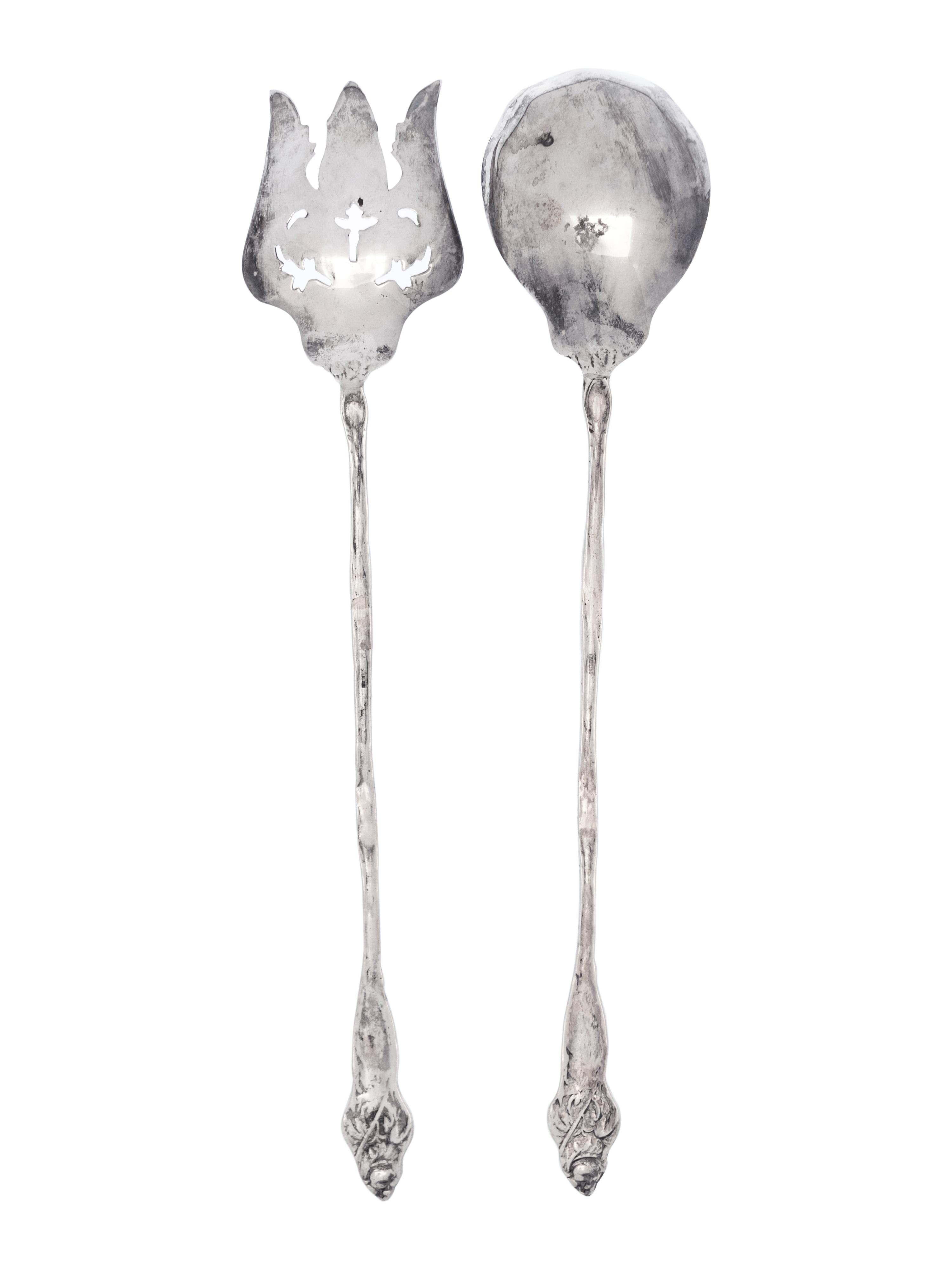 A Set of American Silver Salad Servers