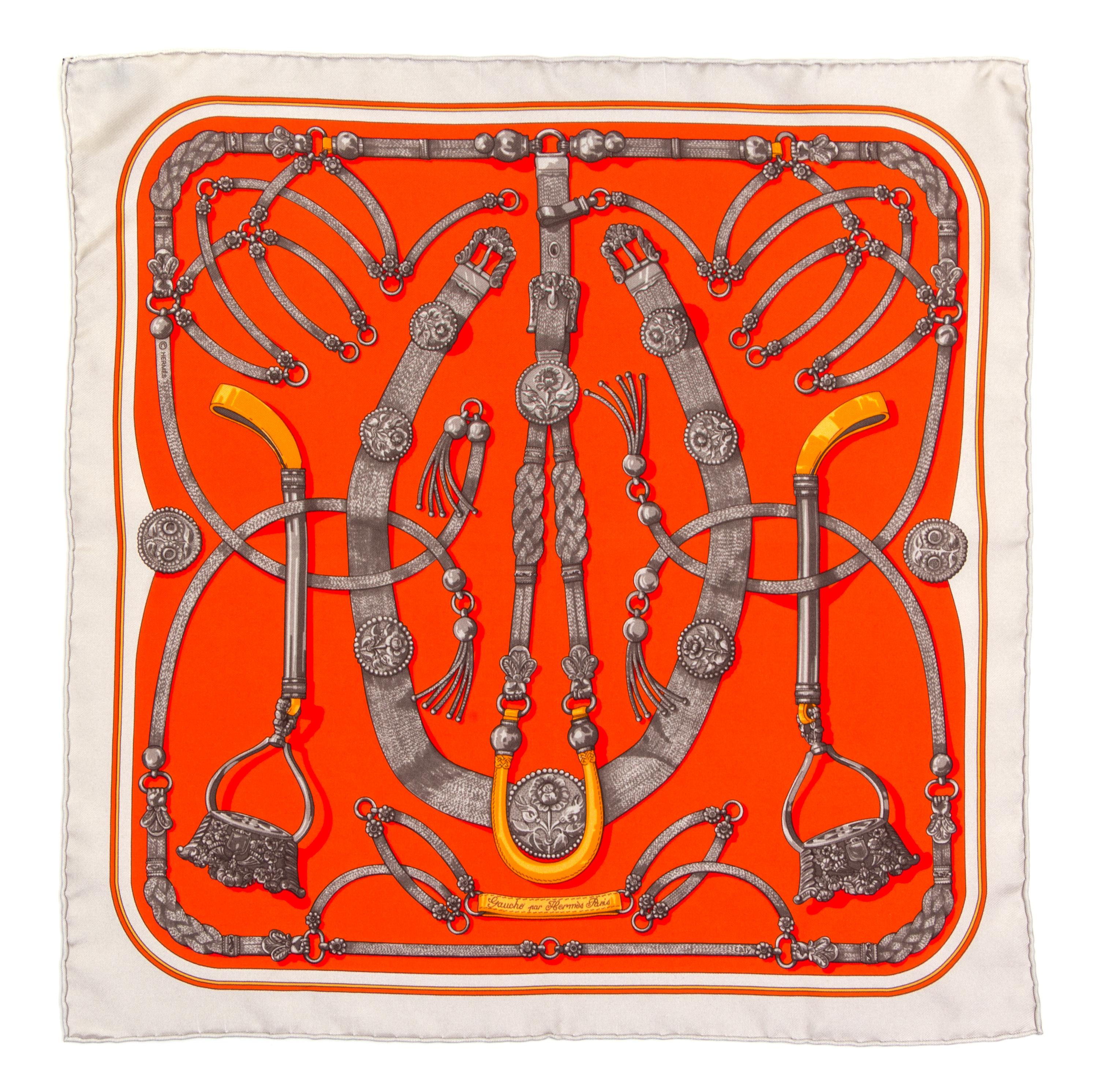 A Pair of Hermes Silk Pocket Squares, 16" x 16".