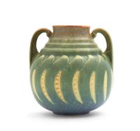 A Roseville Pottery Two-Handled Falline Vase Height 7 inches.