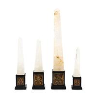 A Set of Four Graduated Rock Crystal Obelisks with Boulle Marquetry Bases