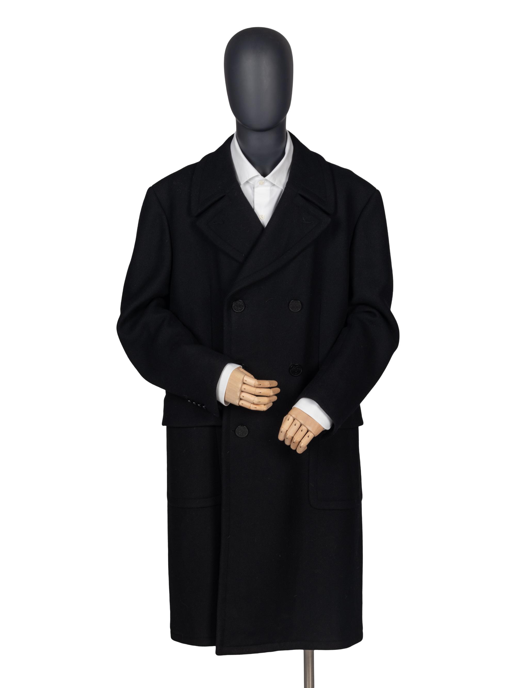 HERMÈS BLACK WOOL & CASHMERE COAT