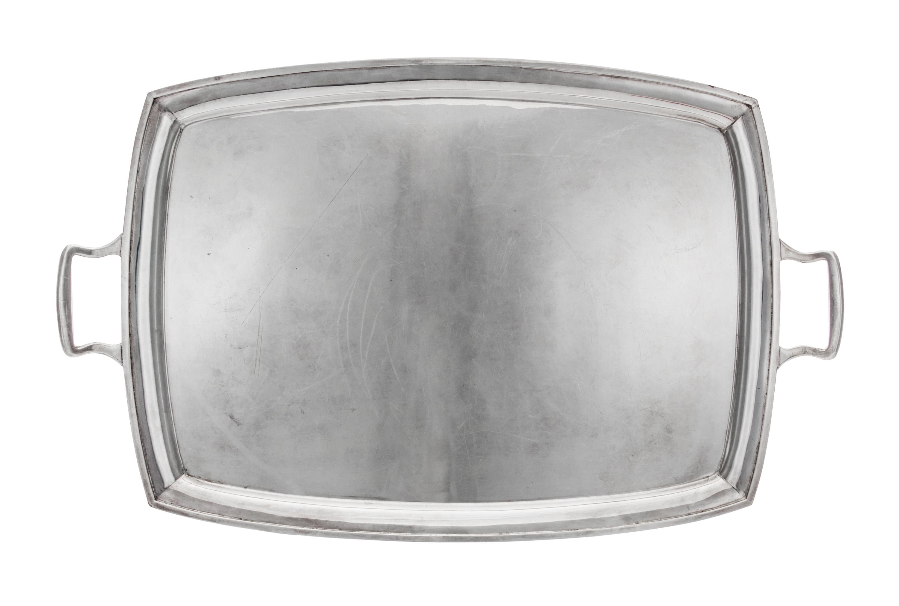 A George VI Silver Serving Tray, Stower & Wragg LTD, Sheffield, 1944, of rectangular handled form.
