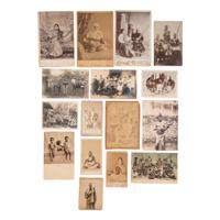 [EARLY PHOTOGRAPHY - MUSIC & CULTURE]. A collection of 50+ images featuring foreign and domestic travel scenes and foreign subjects with musical instruments, including: