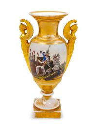 A Paris Porcelain Painted and Parcel Gilt Vase