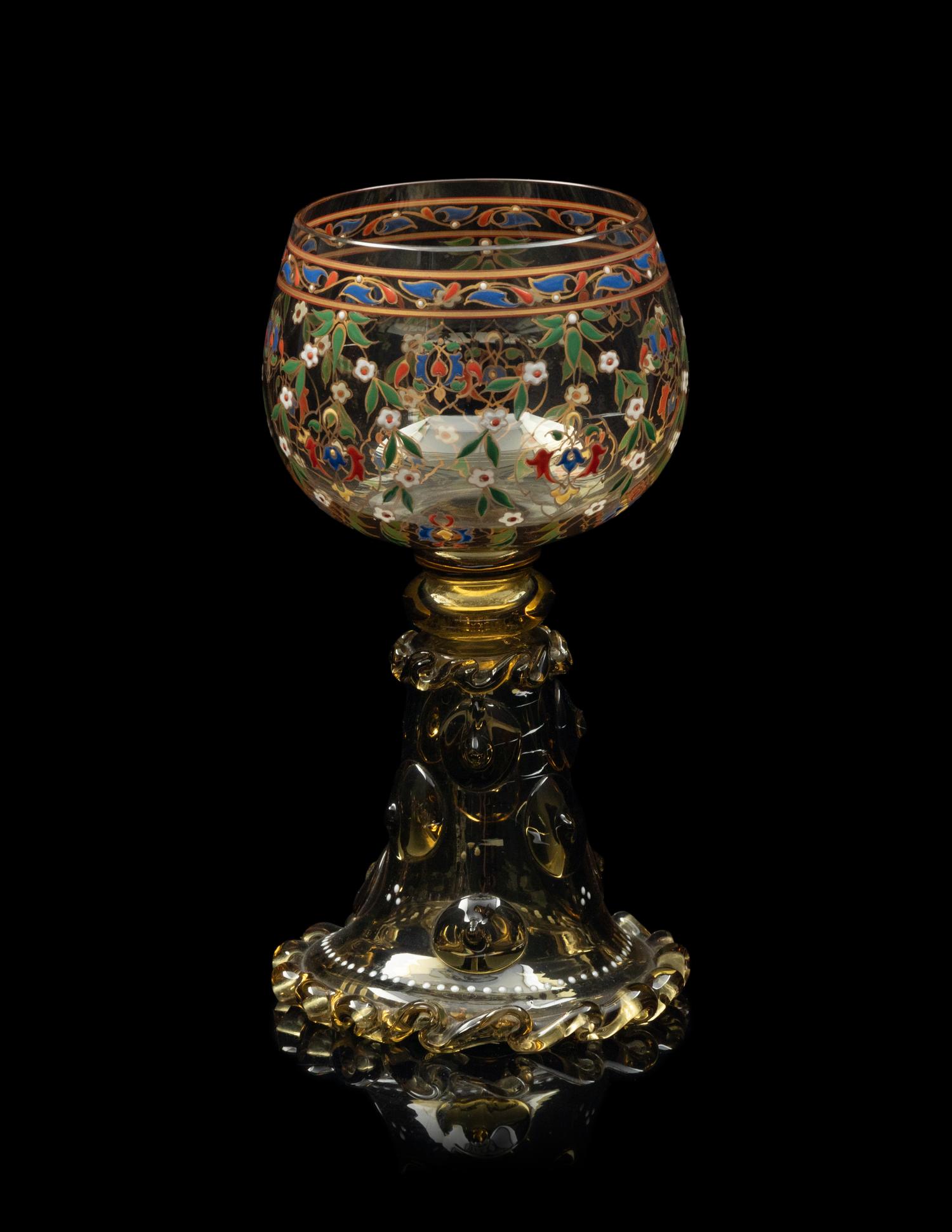 A Set of Twelve Continental Enameled Glass Roemers