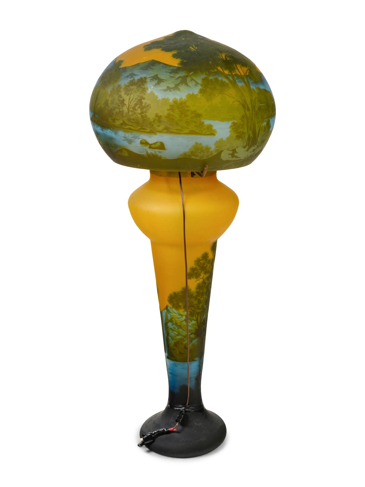 A Frosted Cameo Glass Lamp