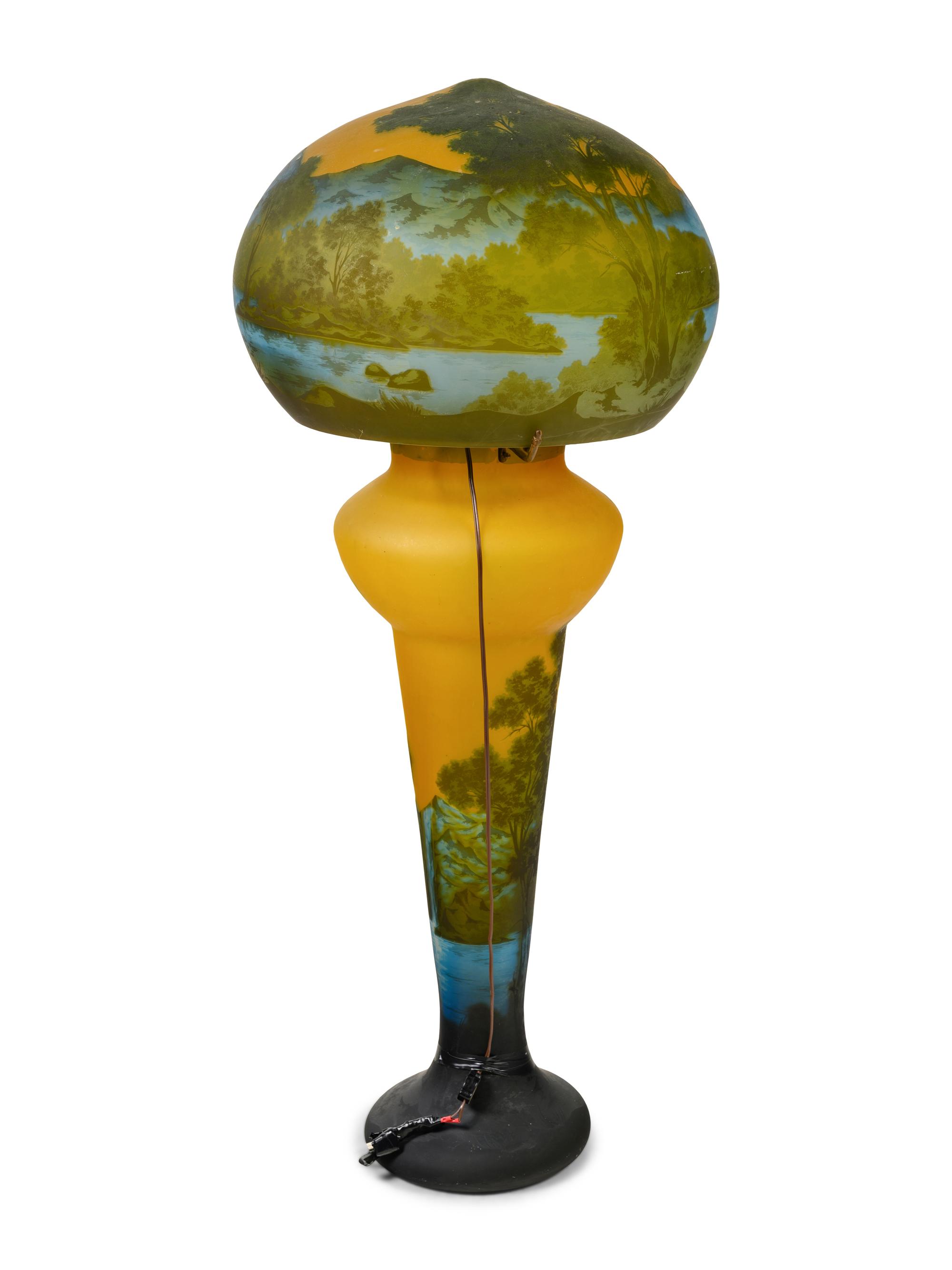 A Frosted Cameo Glass Lamp