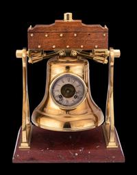 A French Gilt Metal, Oak and Marble Industrial Bell Form Clock, Japy Freres