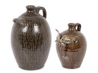 A Pair of Folk Art Pottery Jugs by Dwayne L. Crocker and Clint Alderman