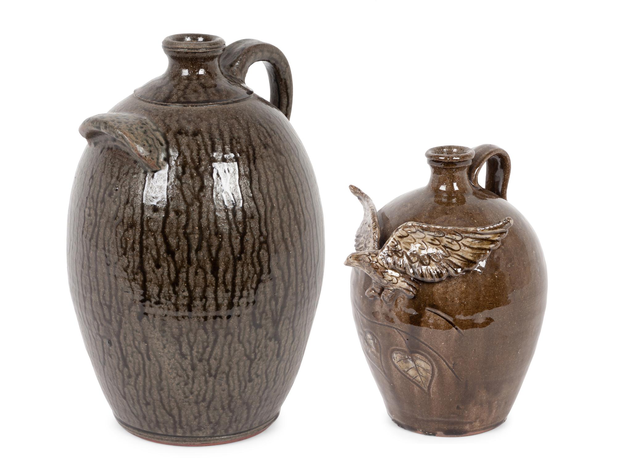 A Pair of Folk Art Pottery Jugs by Dwayne L. Crocker and Clint Alderman