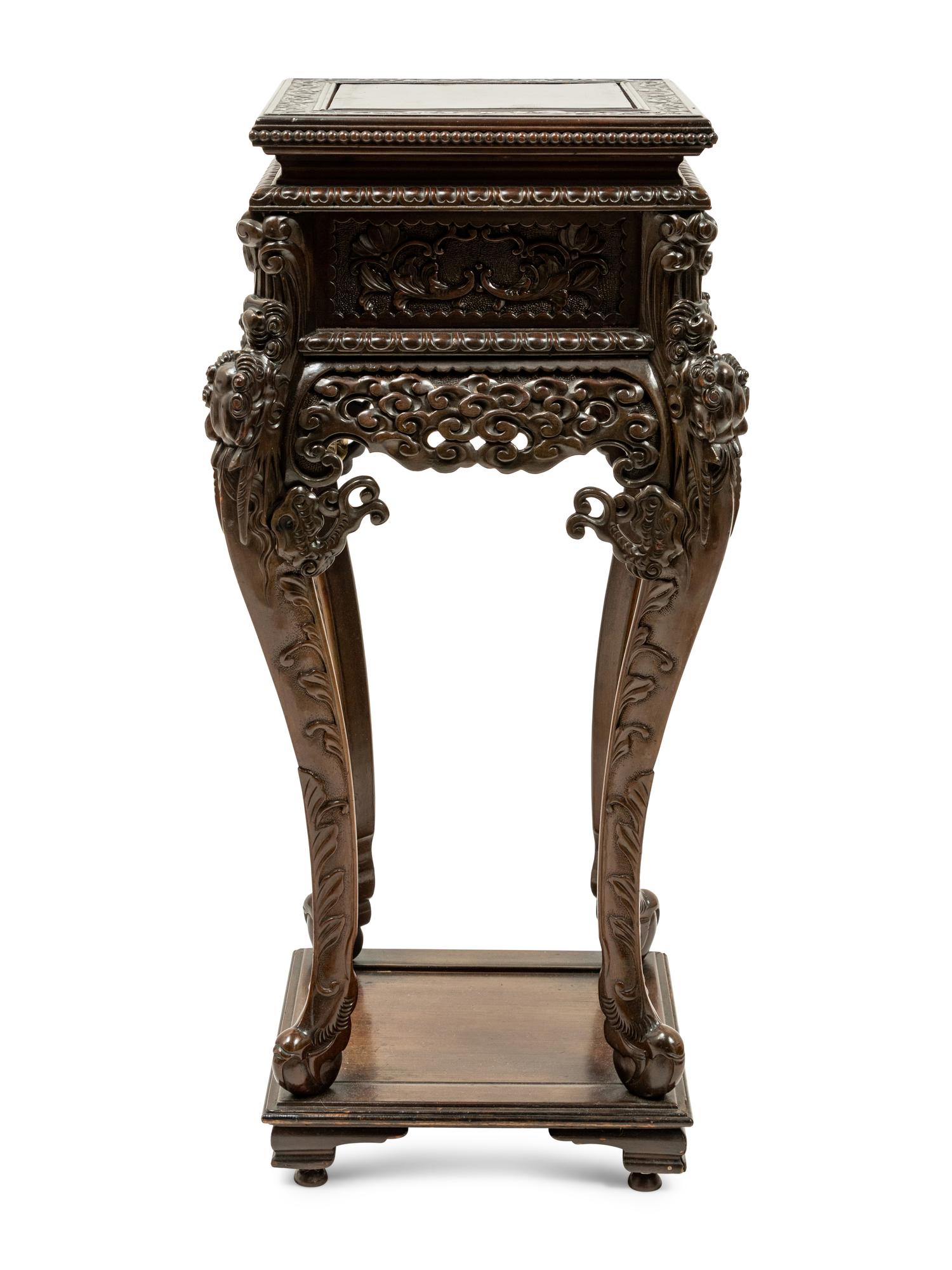 A Chinese Carved Hardwood Stand
