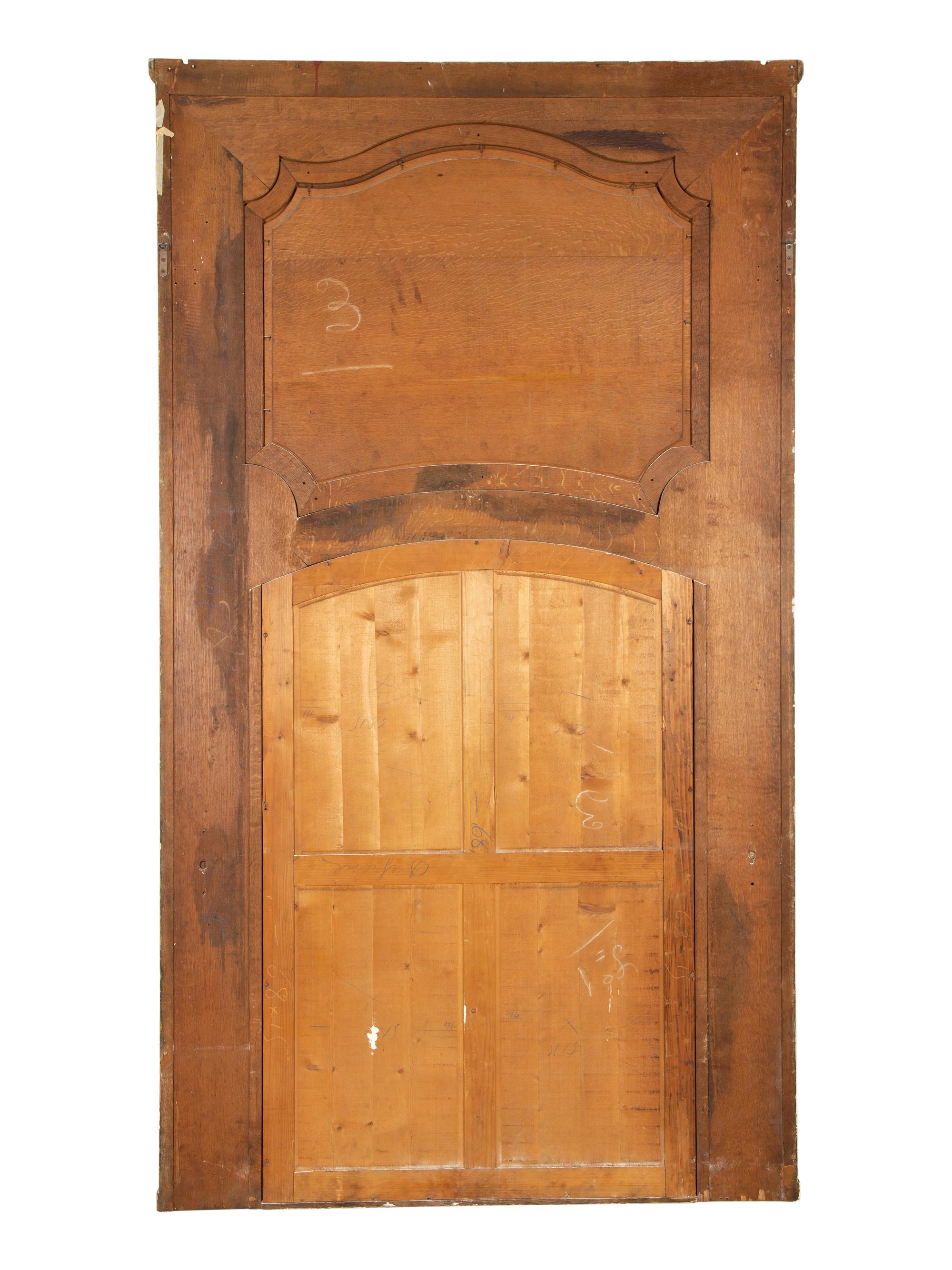 A French Painted and Parcel Gilt Trumeau Mirror