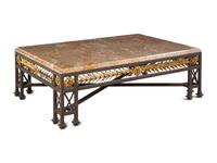 A Gilt Tôle and Iron Marble-Top Cocktail Table