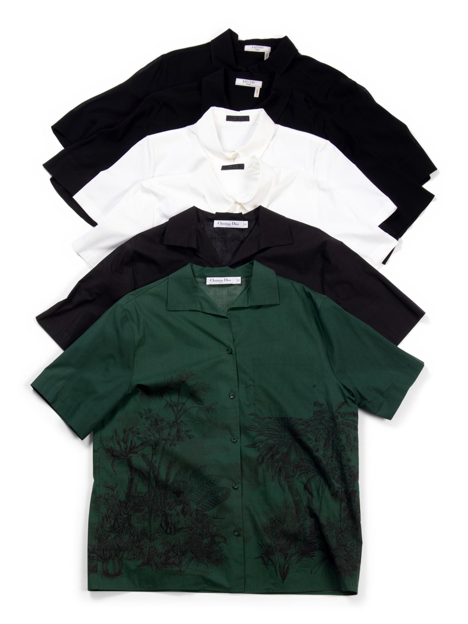Six Designer Short Sleeve Button Down Tops, Including Dior, Lanvin, The Row