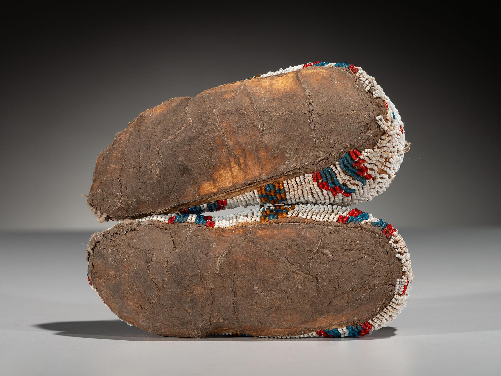 Plains Child's Beaded Hide Moccasins