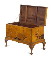 A Chinoiserie Decorated Trunk on Stand