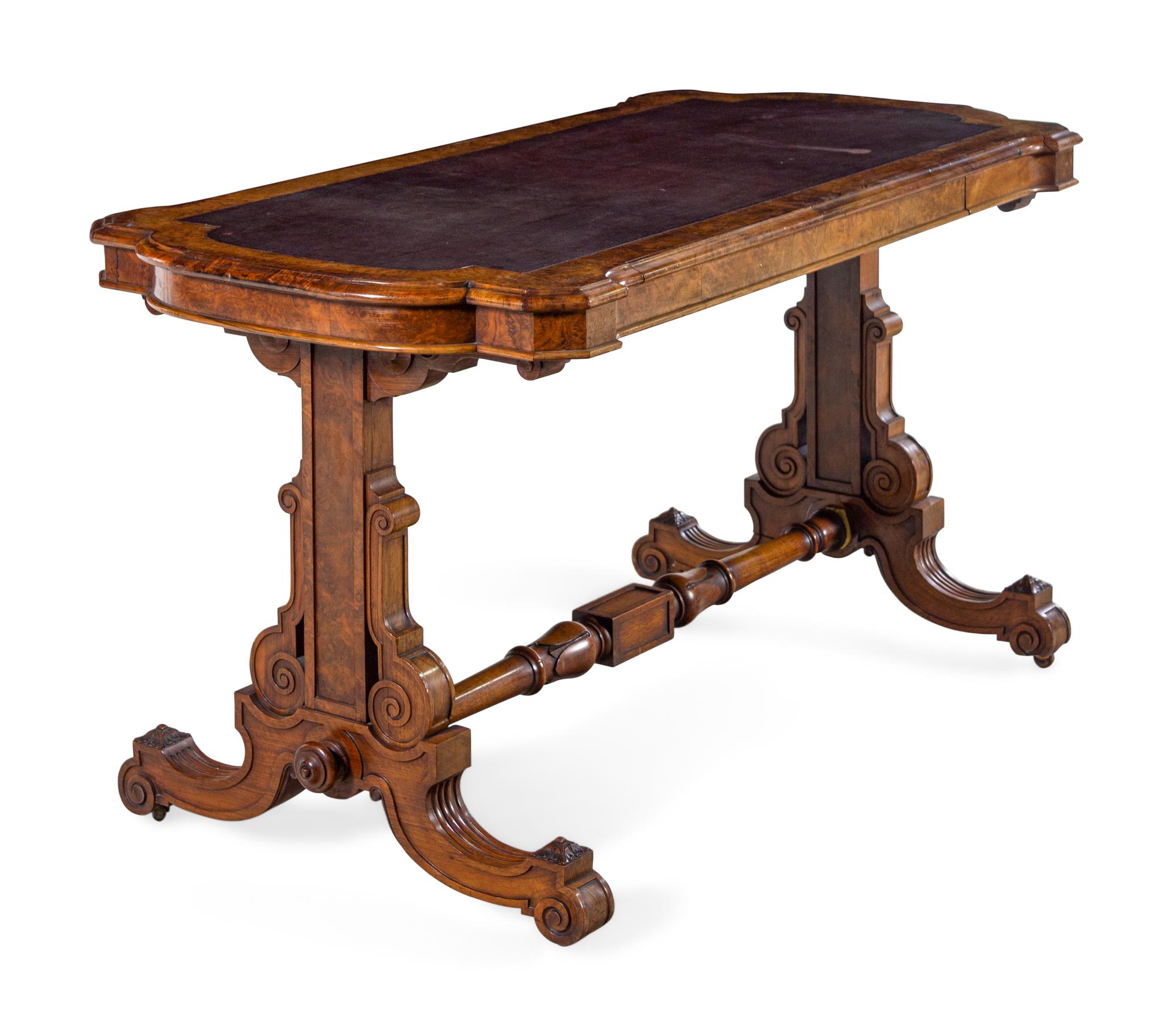 An Early Victorian Burl Walnut Library Table